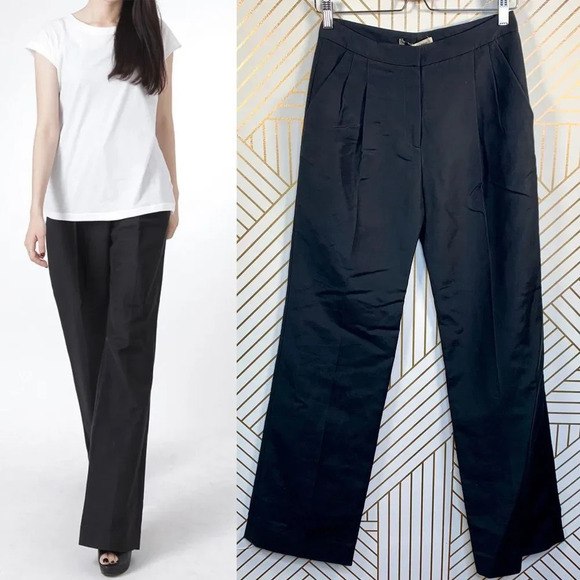 Balenciaga Black Pleat Front Wide Leg Dress Pants - Picture 1 of 8